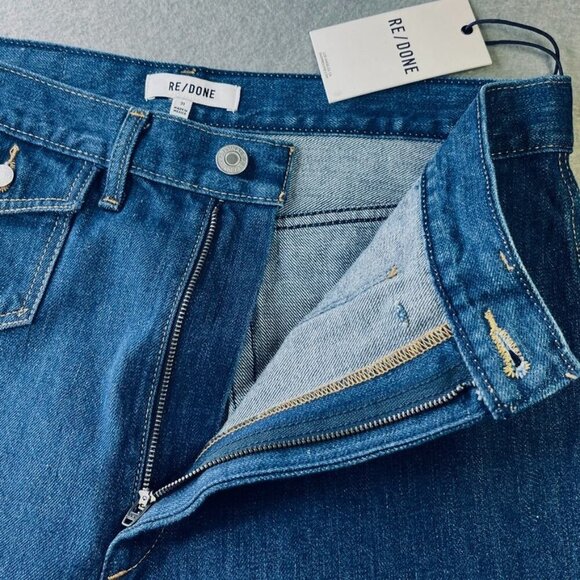 RE/DONE 70s' Wide-Leg Jeans Size 31 Dark Wash Flat Front Coin Pockets Mom Jeans - Picture 6 of 11